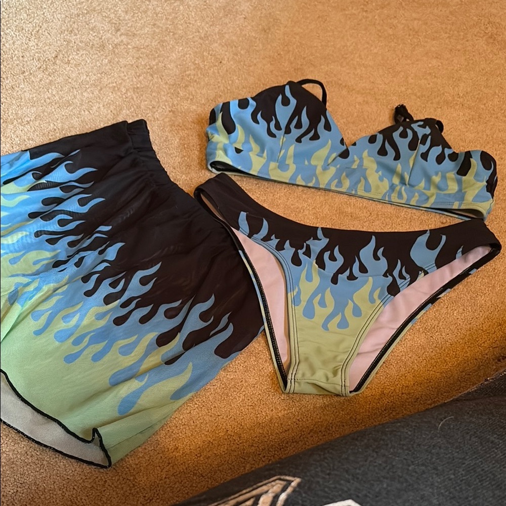 Flame Print Bikini Set